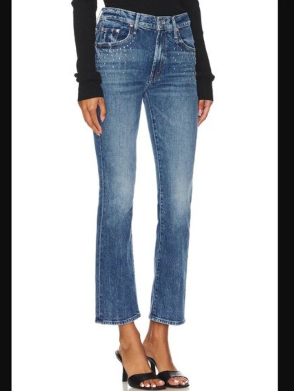 MOTHER Superior Jeans Women's 28 The Insider Flood Metal Magic Studded